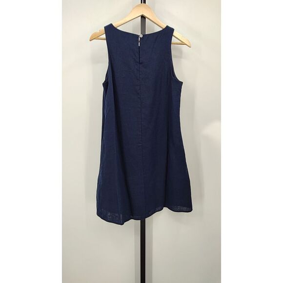 Quince Womens 100% European Linen Tank Mini Dress Deep Navy Basic Sleeveless S - Picture 3 of 3